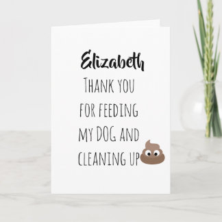 Carte Funky Pet Sitting Card Merci Chien Sitter POOP