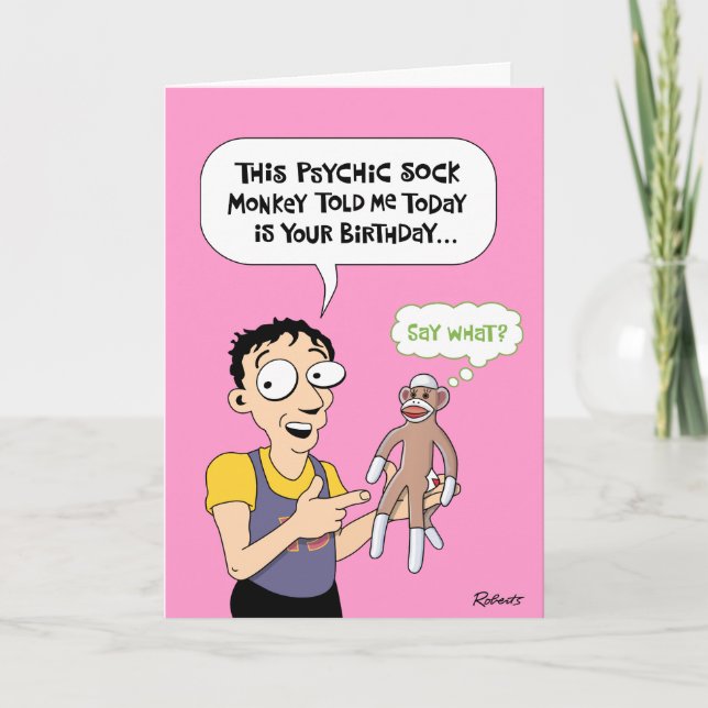 Carte Funky Psychic Sock Singe Anniversaire (Devant)