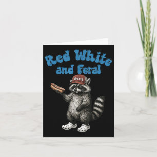 Carte Funky Raccoon Rouge Blanc Et Feral Usa 4 juillet