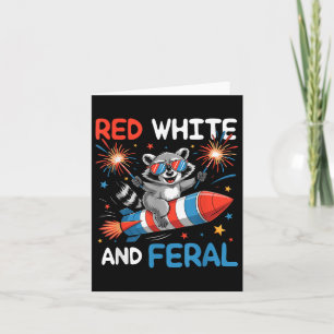Carte Funky Rouge Blanc &amp ; Feral Raccoon 4 juillet M