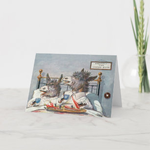 Carte Funky Vintage Animal Card - ânes dans le lit