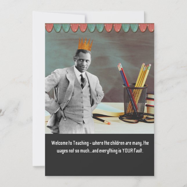 Carte Funky Welcome Enseignant Vintage Black Man (Devant)