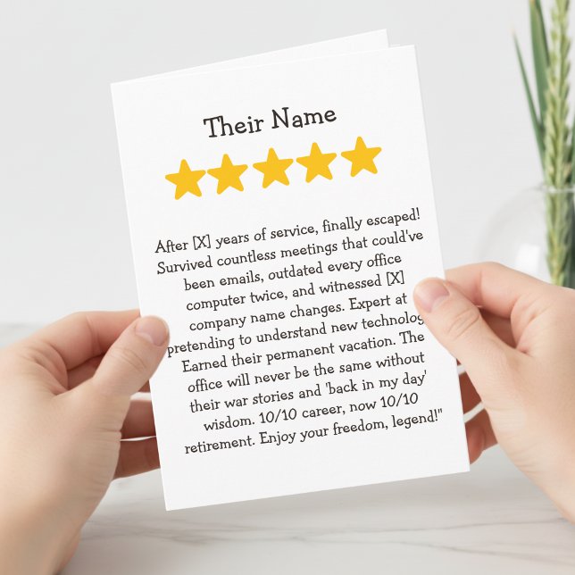 Carte Funning retirement co worker 4 stars (Créateur téléchargé)