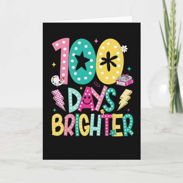 Carte Funny 100 Days Brighter School Celebration Teacher (Devant)