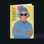 Carte Funny 20-Year Old Trapped in Old Body Birthday<br><div class="desc">From one older woman to another on her birthday. Painting of a of an older blue-haired lady with a flower hat and sunglasses with arms crossed and a stern look on her face. She says, "We're just 20 year olds trapped in old bodies, that's all." Obviously, that explains acid reflux...</div>