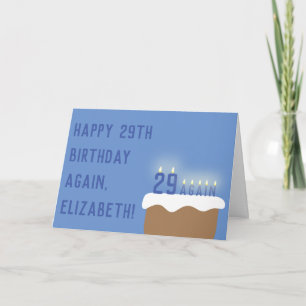 Carte Funny 29 Encore Anniversaire Cake Candles   Bleu