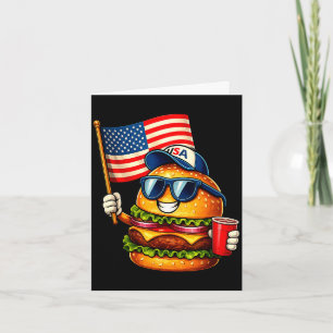 Carte Funny 4 juillet burger patriotique drapeau usa bar