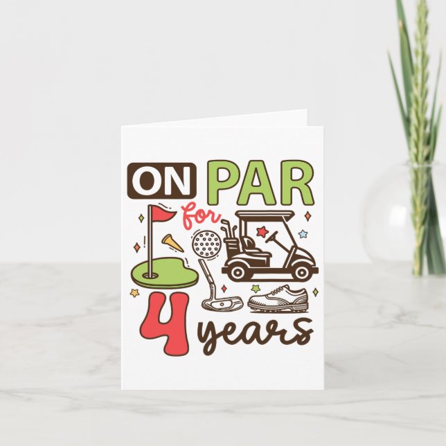 Carte Funny 4e Anniversaire Chemise de Golf 4 Ans Golfeu (Devant)