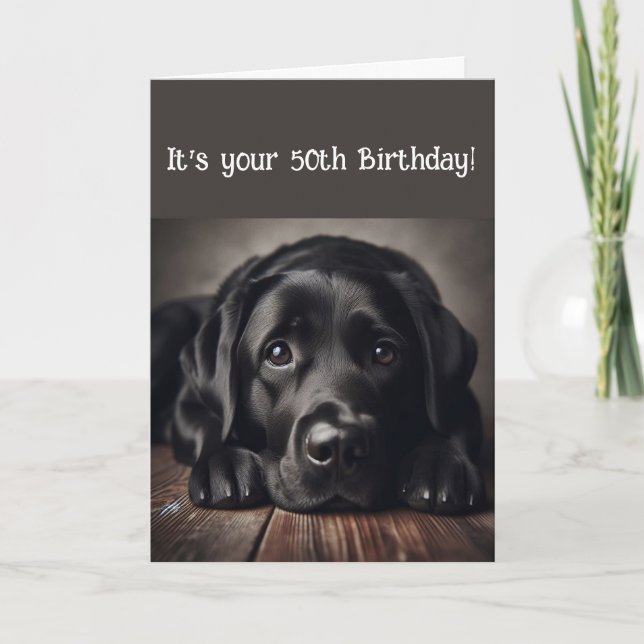 Carte Funny 50e anniversaire, Labrador Retriever (Devant)