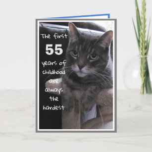 Carte Funny 55 Birthday Cat Card