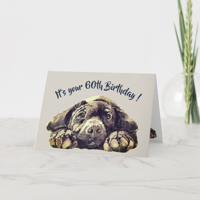 Carte Funny 60e anniversaire, Labrador Retriever (Devant)
