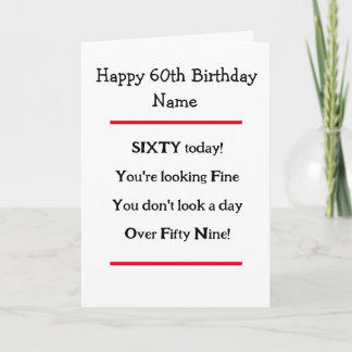Carte Funny 60th Birthday Verse Birthday Card