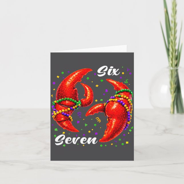 Carte Funny 67 Mardi Gras Crawfish Meme 6 7 Beads Six Se (Devant)