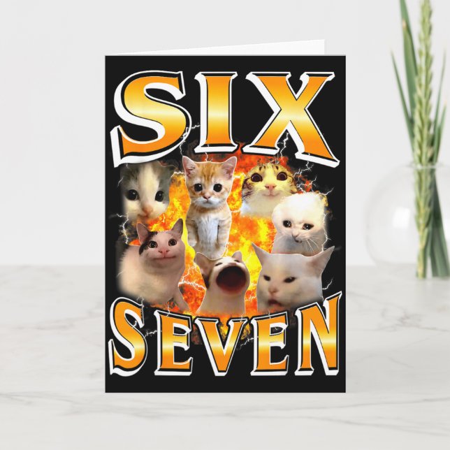 Carte Funny 67 Meme Six Seven Cat Meme Funny Bootleg Gra (Devant)