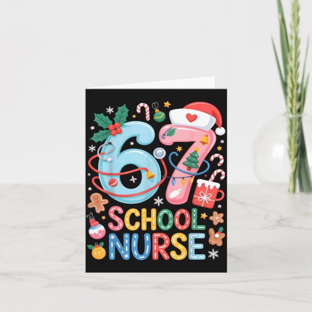 Carte Funny 67 School Nurse Christmas Xmas Meme Holiday  (Devant)