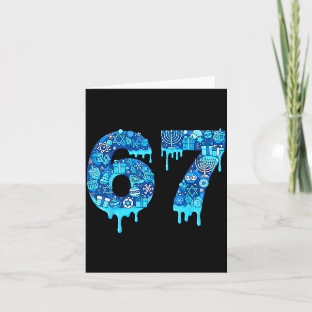 Carte Funny 67 Six Seven 6 7 Happy Hanukkah Jewish Chanu (Devant)