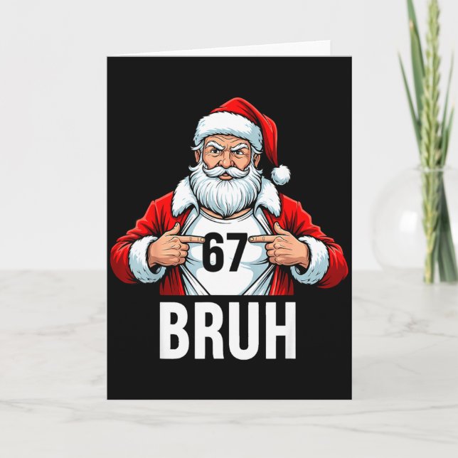 Carte Funny 67 Six Seven Bruh Meme Christmas Santa Men W (Devant)