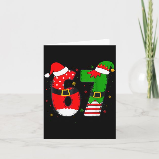 Carte Funny 67 Six Seven Meme 6 7 Christmas Elf Santa Pa (Devant)