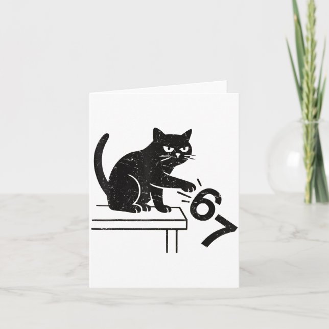 Carte Funny 6 7 Meme Cat Knocking Off 67  (Devant)