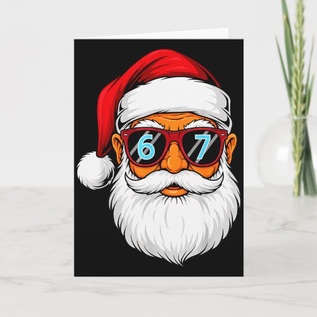 Carte Funny 6 7 Six Seven Meme Santa Face Christmas Men  (Devant)