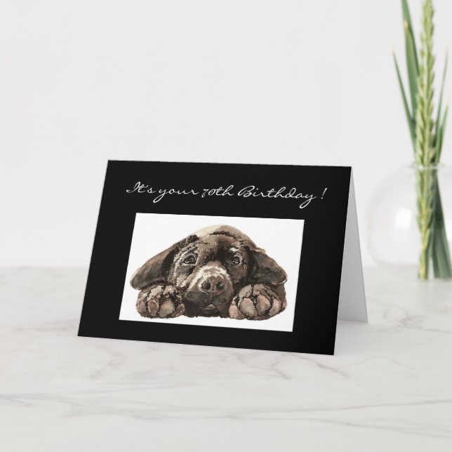 Carte Funny 70e anniversaire, Labrador Retriever (Devant)