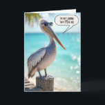 Carte Funny 75e anniversaire Pélican<br><div class="desc">Un pélican portant des lunettes de soleil se dresse en toute confiance sur une jetée en bois qui s'empile au bord de la mer pour un 75ème anniversaire. Tout le texte peut être modifié.</div>
