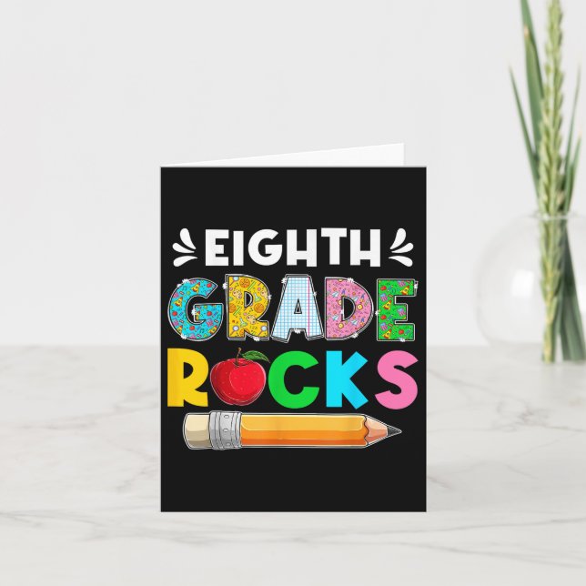 Carte Funny 8E Année Rocks Étudiants Premier Jour De Tel (Devant)