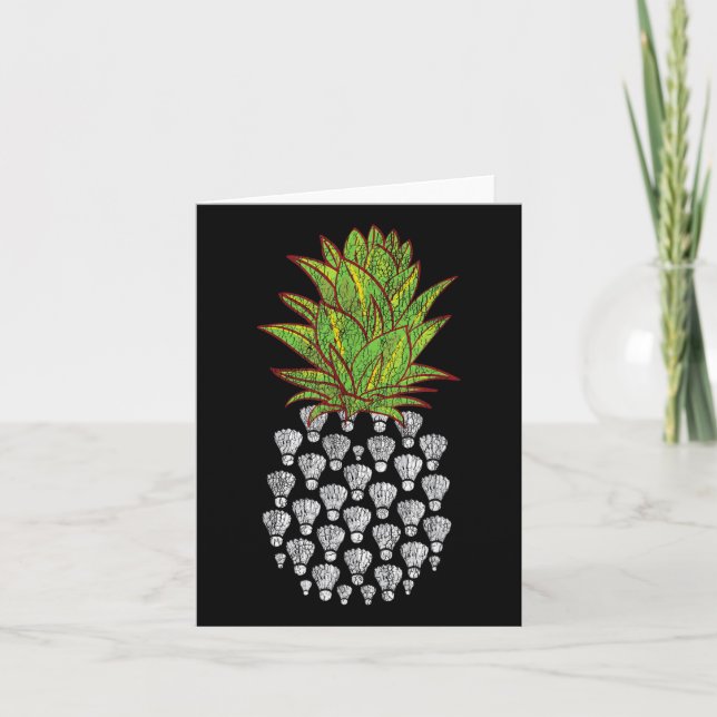 Carte Funny Ananas Distressed Design Badminton Sport (Devant)