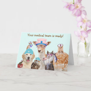 Carte Funny Animal Médicale obtenir bien