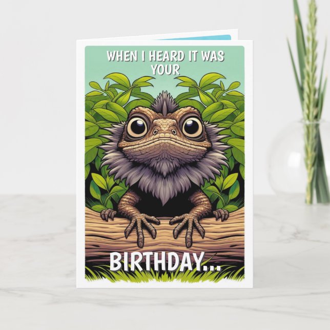 Carte Funny Anniversaire Frilisé Lizard Personnalisé (Devant)