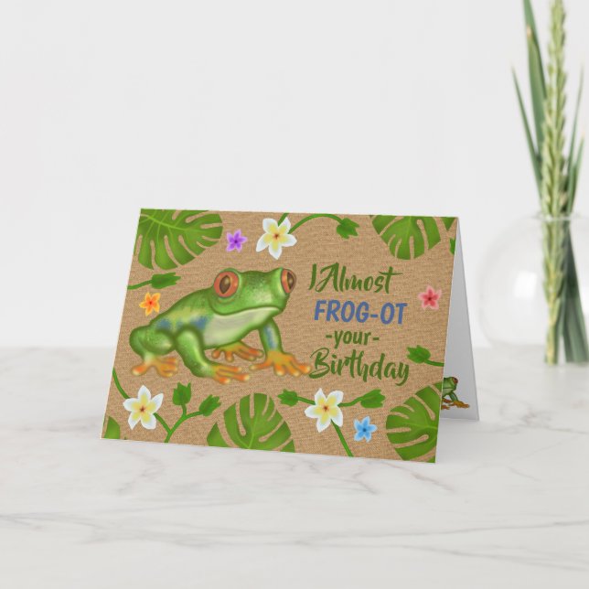 Carte Funny Anniversaire Grenouille Puns Jolie Fleurs Tr (Devant)