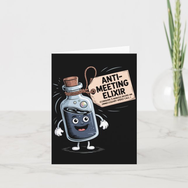 Carte Funny Anti Meeting Elixir Retro Cartoon Office H  (Devant)