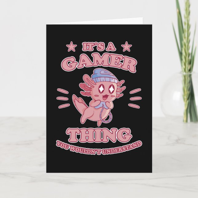 Carte Funny Axolotl Casque de jeu Jeux Cadeau (Devant)