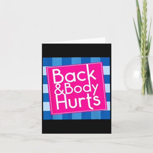 Carte Funny Back Body Hurts Quote Exercise Workout Gym  (Devant)