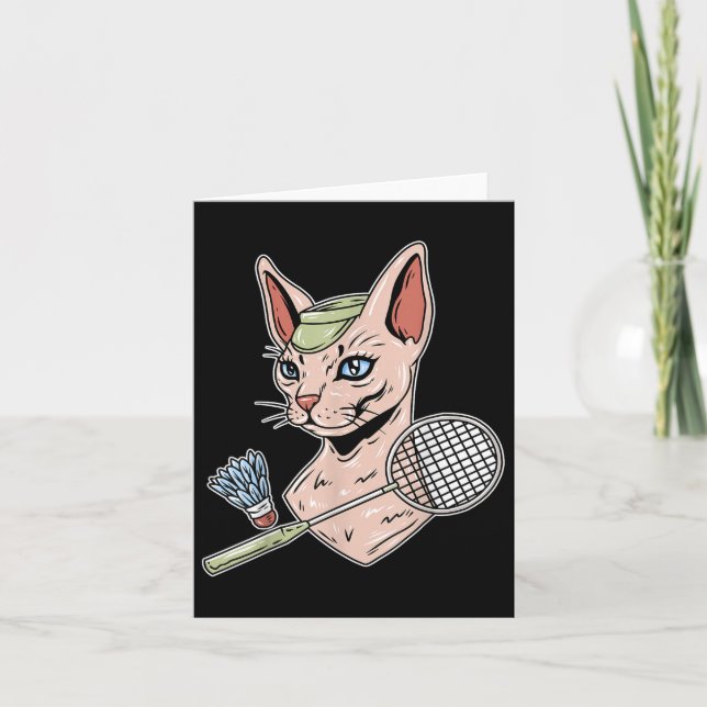 Carte Funny Badminton Devon Rex Navette de chat (Devant)