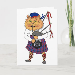 Carte Funny Bagpipe Jouer Scottish Cat Card