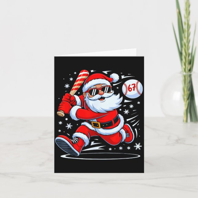 Carte Funny Baseball Santa 67 Christmas Xmas Pajamas Boy (Devant)