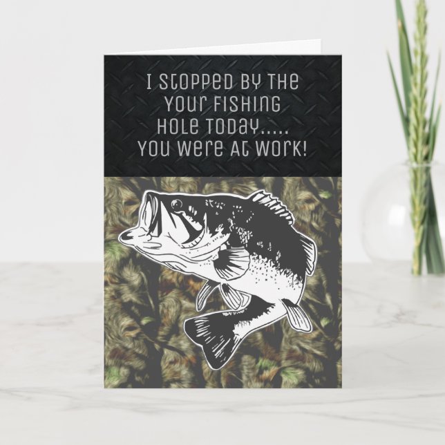 Carte Funny Bass Fishing Camo Anniversaire Homme (Devant)
