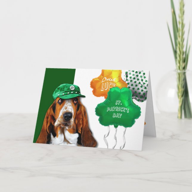 Carte Funny Basset Hound St. Patrick's Day (Devant)