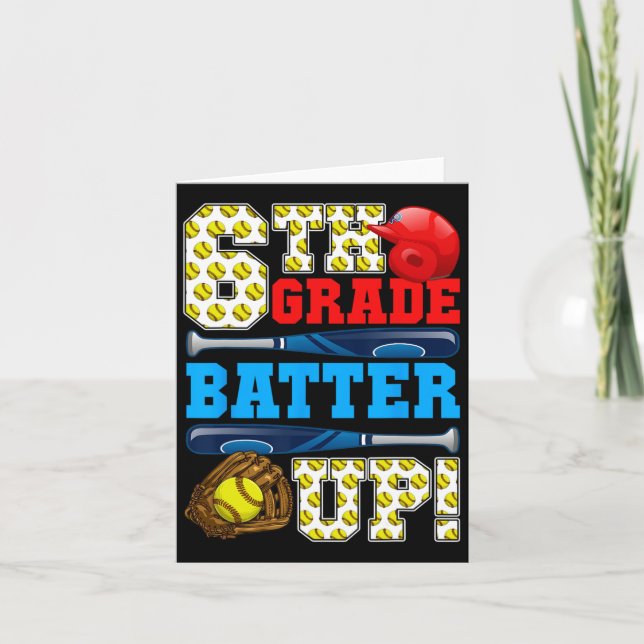 Carte Funny Batteur 6e Classe Up Softball Premier Jour D (Devant)