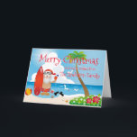 Carte Funny Beach voeux de Noël<br><div class="desc">Funny beach noël salutations carte postale. Le texte peut être modifié en utilisant à droite le menu "Détails". Pour tout adapter à vos besoins, cliquez sur le bouton "Personnaliser" et vous pouvez modifier le style et la couleur du texte. D'autres couleurs sont disponibles. Veuillez me contacter si vous avez besoin...</div>