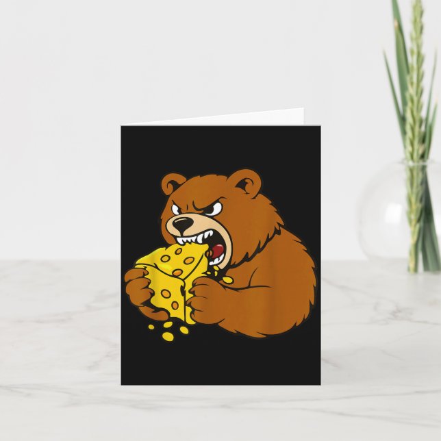 Carte Funny Bear Eating Cheese Illustration For Food Lov (Devant)