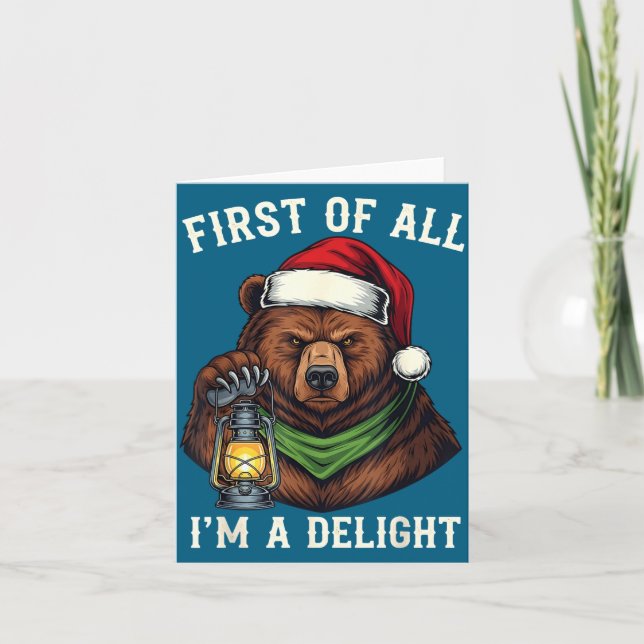 Carte Funny Bear First Of All I'm A Delight Merry Christ (Devant)