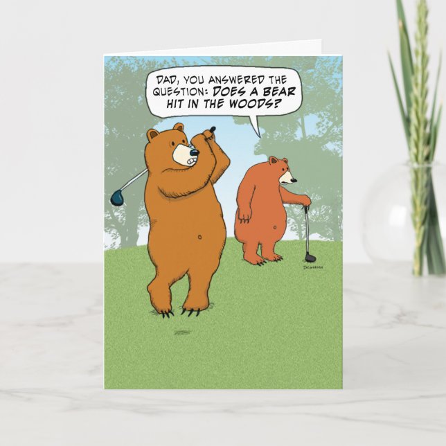 Carte Funny Bear Papa et son Golfing sur la Fête des pèr (Devant)