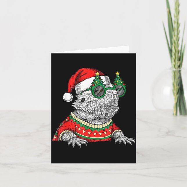 Carte Funny Bearded Dragon Santa Hat Christmas  (Devant)
