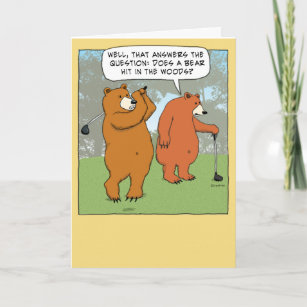 Carte Funny Bears Golf Anniversaire