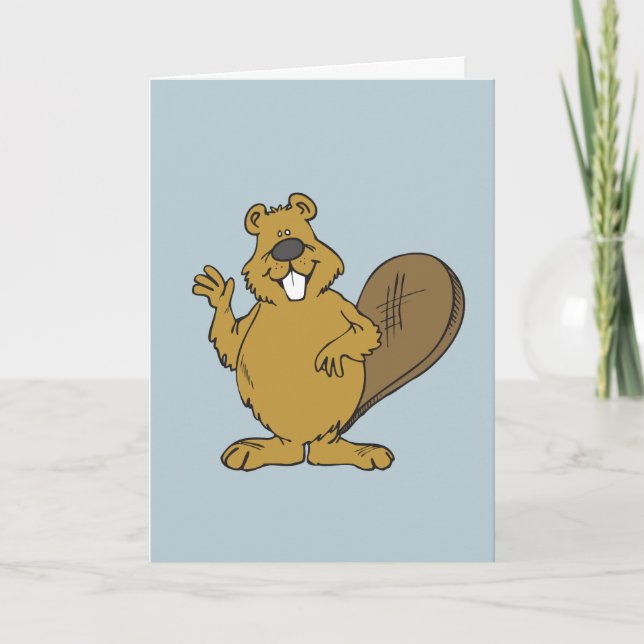 CARTE FUNNY BEAVER ALL OCCASION HELLO GREETING CARD (Devant)