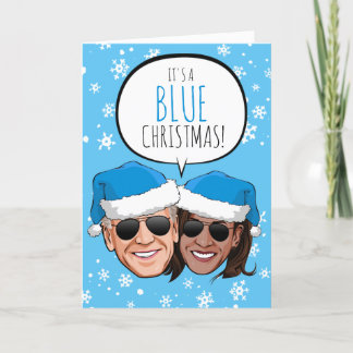 Carte Funny Biden Harris Blue Christmas