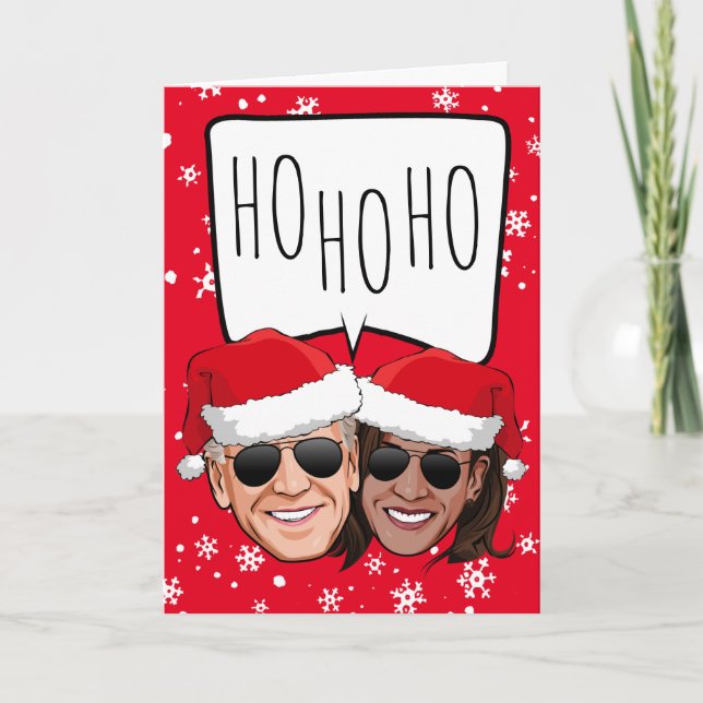 Carte Funny Biden Harris Noël : Ho Ho HO (Devant)