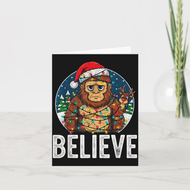 Carte Funny Bigfoot Believe Christmas Sasquatch Santa Fo (Devant)